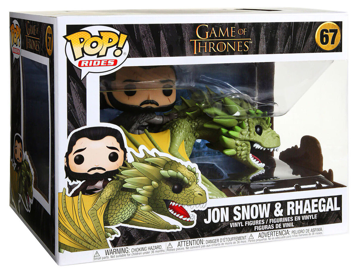 Large Game of Thrones Jon Snow and Rhaegal Funko POP 67 Figure