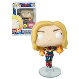 Funko POP! Marvel #446 Captain Marvel (Unmasked, Glow) - Collector Corps Exclusive - New, Mint Condition