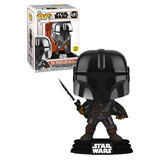 Funko POP! Star Wars The Mandalorian #491 Mandalorian With Dark Saber (Glow & Metallic) - New, Mint Condition