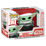 Funko POP! Star Wars Holiday #746 Grogu (aka Baby Yoda) With Santa Hat In Pram - New, Mint Condition