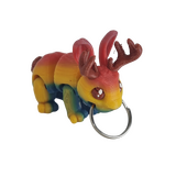 Supportive Solutions 3D Printed Mini Flexi Jackalope Flexi Bag Charm Keychain - One Size - New, Handmade