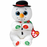 TY Beanie Bellies Weatherby Snowman With Black Hat 8" Beanie Baby - New, With Tags