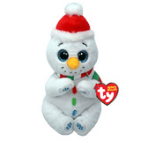 TY Beanie Bellies Brrrnard White Snowman 8" Beanie Baby - New, With Tags