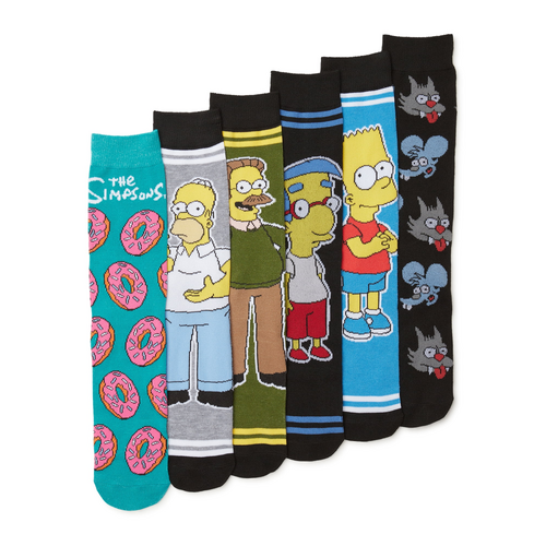 Disney The Simpsons Crew Socks (6 Pair) - New