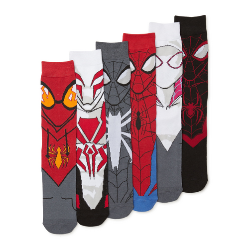 Marvel Spider-Man Crew Socks (6 Pair) - New