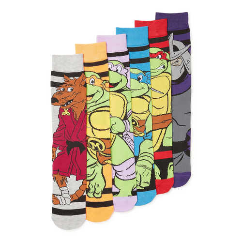 Teenage Mutant Ninja Turtles Themed Crew Socks (6 Pair) - New