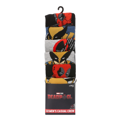 Marvel Deadpool And Wolverine Crew Socks (6 Pair) - New