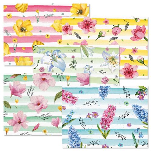 Floral Blossom Note Cards With Envelopes - Set Of 10, 5 Assorted Designs, Blank Inside - New, Sealed