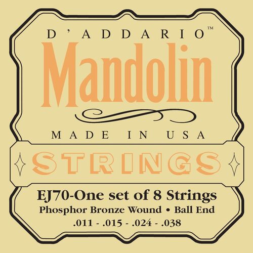 D'addario EJ70 8 String Premium String Set For Mandolin - Phosphor Bronze Wound 11-38