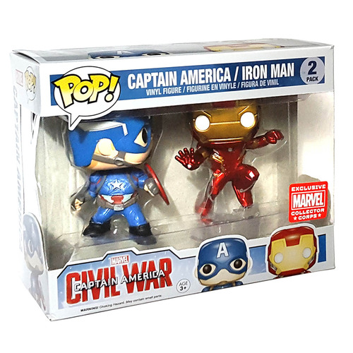 Funko POP! Marvel Collectors Corps EXCLUSIVE Captain America Ironman Civil War Twin Pack NMIB