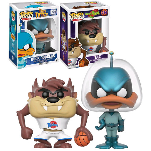 Funko POP! Looney Tunes Bundle #127 Duck Dodgers Daffy & #414 Space Jam Taz New Mint