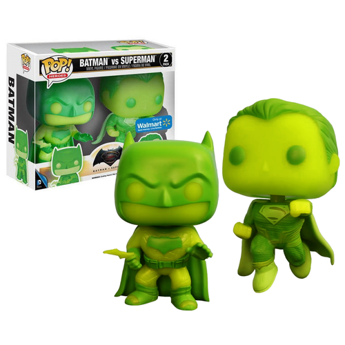 Funko POP! Heroes Batman VS Superman 2 Pack - Glow 'Kryptonite' Edition - Walmart Exclusive - New, Mint Condition