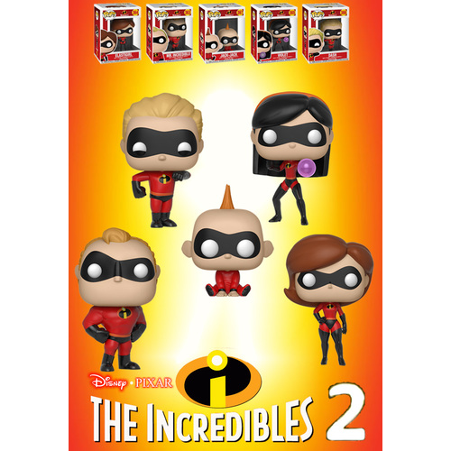 Funko POP! Disney Pixar The Incredibles 2 Family Bundle (5 POPs) - New, Mint Condition