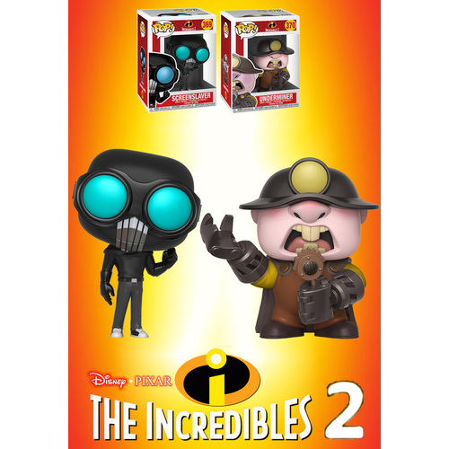 Funko POP! Disney Pixar The Incredibles 2 Villains Bundle (2 POPs) - New, Mint Condition