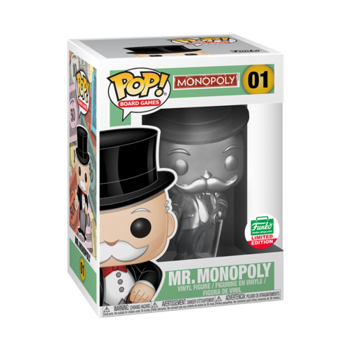 Funko POP! Board Games Monopoly #01 Mr. Monopoly (AKA Uncle Pennybags) - Funko Shop Silver Exclusive - New, Mint Condition