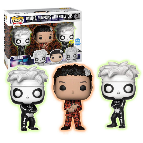 Funko POP! SNL Saturday Night Live David S. Pumpkins With Skeletons 3 Pack (Glows In The Dark) - Funko Shop Limited Edition - New, Mint Condition