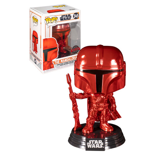 Funko POP! Star Wars The Mandalorian #345 Mandalorian (New Beskar - Red Chrome) - New, Mint Condition