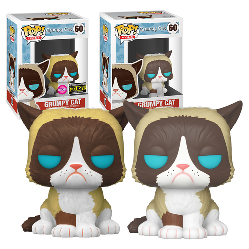 Funko POP! Icons #60 Grumpy Cat Bundle (Flocked & Standard) POP! Bundle - Entertainment Earth Exclusive - New, Mint Condition