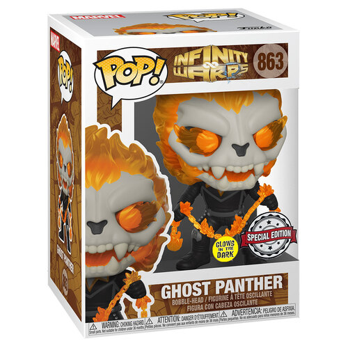 Funko POP! Marvel #863 Infinity Warps - Ghost Panther (Glows In The Dark) - New, Mint Condition