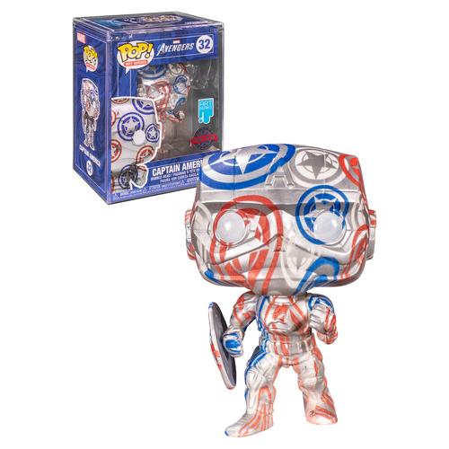 Funko POP! Marvel Patriotic Age Art Series #32 Captain America With Hard POP! Protector - New, Mint Condition