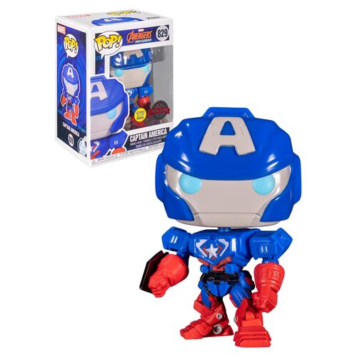 Funko POP! Marvel Avengers Mechstrike #829 Captain America (Glows In The Dark) - New, Mint Condition