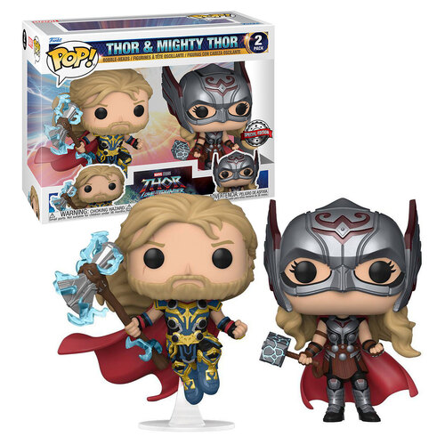 Funko POP! Thor Love And Thunder #63176 Two Pack Thor & Mighty Thor - New, Mint Condition