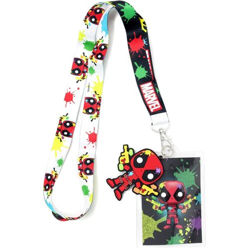 Marvel Paintball Deadpool Lanyard By Funko - New, With Cardholder & Charm