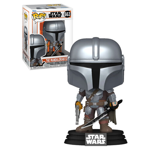 Funko POP! Star Wars The Mandalorian #663 The Mandalorian With Dark Saber - New, Mint Condition