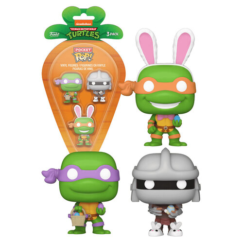 Funko Pocket POP! Teenage Mutant Ninja Turtles Donatello, Shredder & Michelangelo 3-Pack Easter Figures - New, Mint Condition