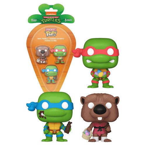Funko Pocket POP! Teenage Mutant Ninja Turtles Leonardo, Raphael & Splinter 3-Pack Easter Figures - New, Mint Condition