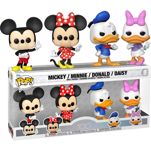 Funko POP! Mickey And Friends (D100) #70339 Mickey/Minnie/Donald/Daisy Four Pack - New, Mint Condition