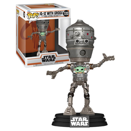 Funko POP! Deluxe Star Wars The Mandalorian #720 IG-12 With Grogu (aka Baby Yoda) - New, Mint Condition