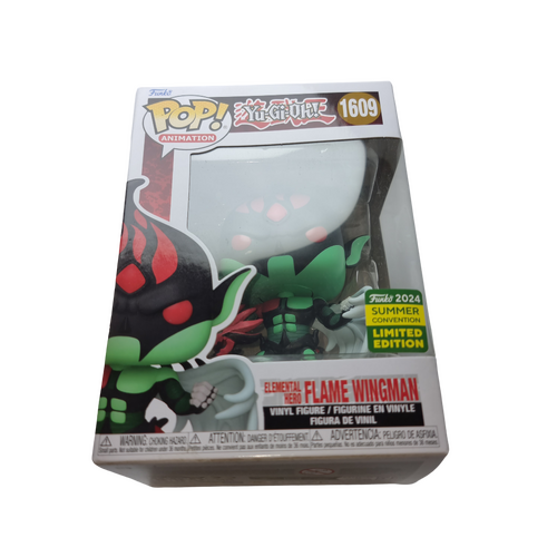 Funko POP! Animation Yu-Gi-Oh! #1609 Elemental Hero Flame Wingman - 2024 San Diego Comic Con (SDCC) Limited Edition - New, But Imperfect