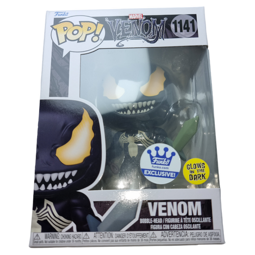 Funko POP! Marvel Venom #1141 Venom With Mjolnir & Sword (Glows In The Dark) - Limited Funko Shop Exclusive - New, But Imperfect