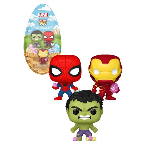 Funko Pocket POP! Marvel #86143 Hulk, Spider-Man, Iron Man (Easter) 3-Pack - New, Mint Condition