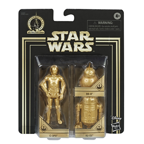 Star Wars Skywalker Saga Commemorative Edition Gold 3.75" Hasbro Action Figure 2 Pack C-3P0 R2-D2 BB-8 New