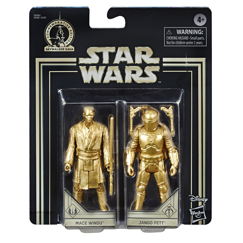 Star Wars Skywalker Saga Commemorative Edition Gold 3.75" Hasbro Action Figure 2 Pack Mace Windu Jango Fett New
