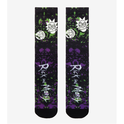 Rick And Morty Heads Paint Splatter Crew Socks By Hot Topic - New