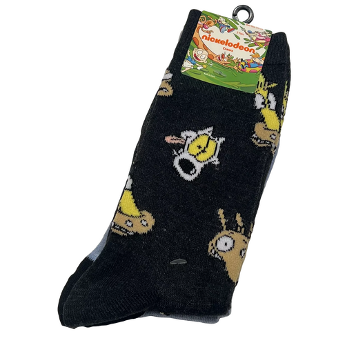 Nickelodeon Rugrats Eat Snooze Repeat & Rocko's Modern Life Crew Socks (2 Pair) - New