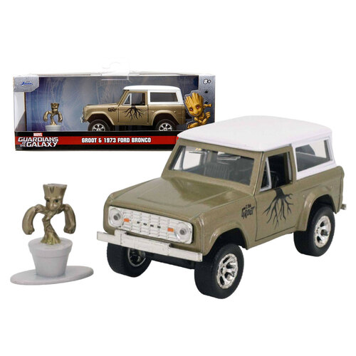 Jada Toys Marvel Guardians Of The Galaxy 1973 Ford Bronco 1:32 Die-Cast Collectible Vehicle With Groot Figure - New, Sealed