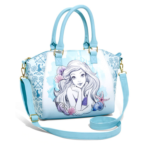 Disney The Little Mermaid Blue Watercolor Satchel Bag by Loungefly ...