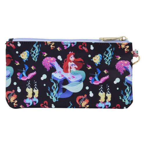 Loungefly Disney The Little Mermaid 35th Anniversary Life Is The Bubbles All-Over Print Nylon Zipper Pouch Wristlet Wallet - New, With Tags