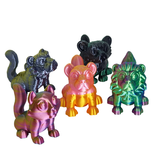 Supportive Solutions 3D Printed Cats Ornament Set - Set Of 5 - New, Handmade