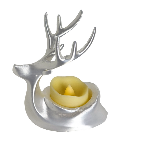 Supportive Solutions 3D Printed Reindeer Tealight Holder - One Size - New, Handmade [Colour:Silver]