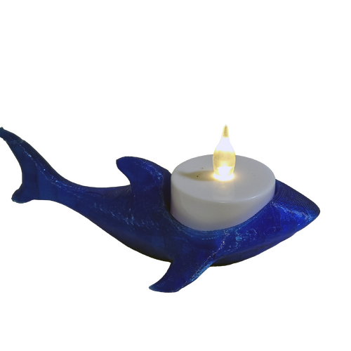 Supportive Solutions 3D Printed Shark Tealight Holder - One Size - New, Handmade [Colour:Blue]