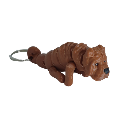 Supportive Solutions 3D Printed Shar Pei Flexi Bag Charm Keychain - One Size - New, Handmade [Colour:Red]