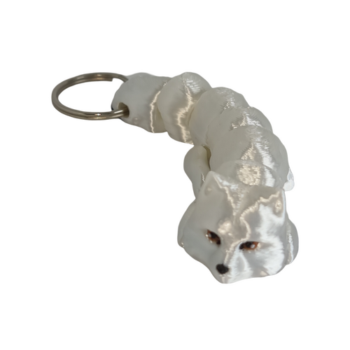 Supportive Solutions 3D Printed Arctic Fox Flexi Bag Charm Keychain - One Size - New, Handmade