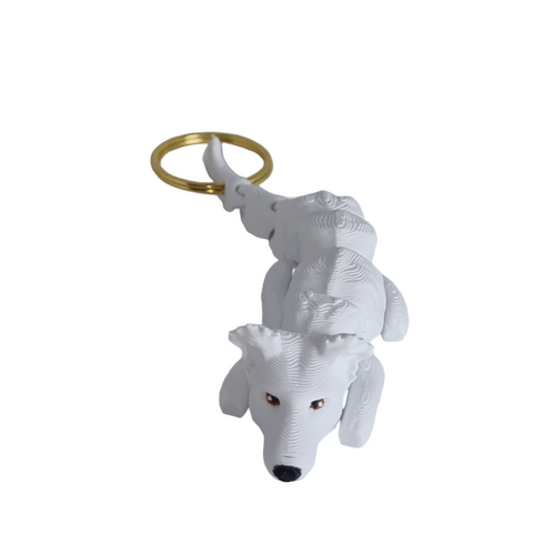 Supportive Solutions 3D Printed Borzoi Flexi Bag Charm Keychain - One Size - New, Handmade