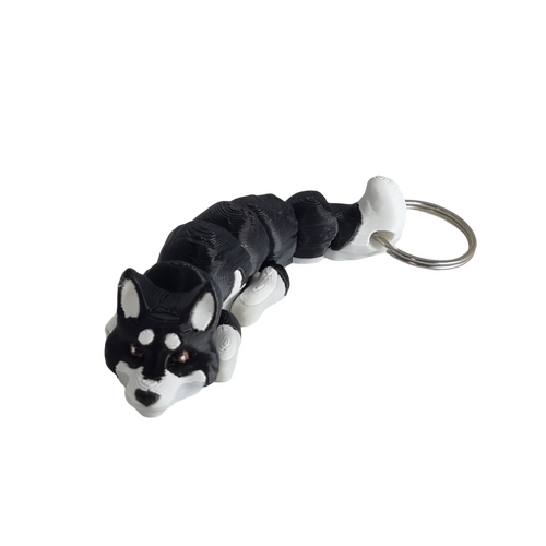 Supportive Solutions 3D Printed Siberian Husky Flexi Bag Charm Keychain - One Size - New, Handmade