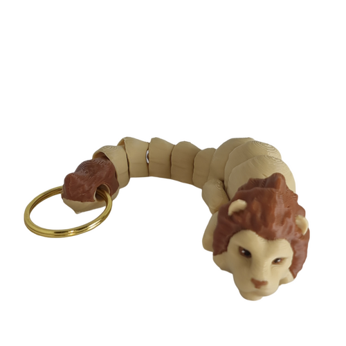 Supportive Solutions 3D Printed Lion Flexi Bag Charm Keychain - One Size - New, Handmade